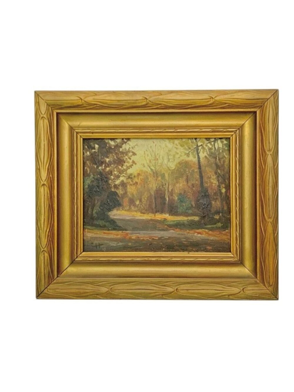 Painting Moody Forest Oil on Canvas Signed Charles Harmon Vintage Art